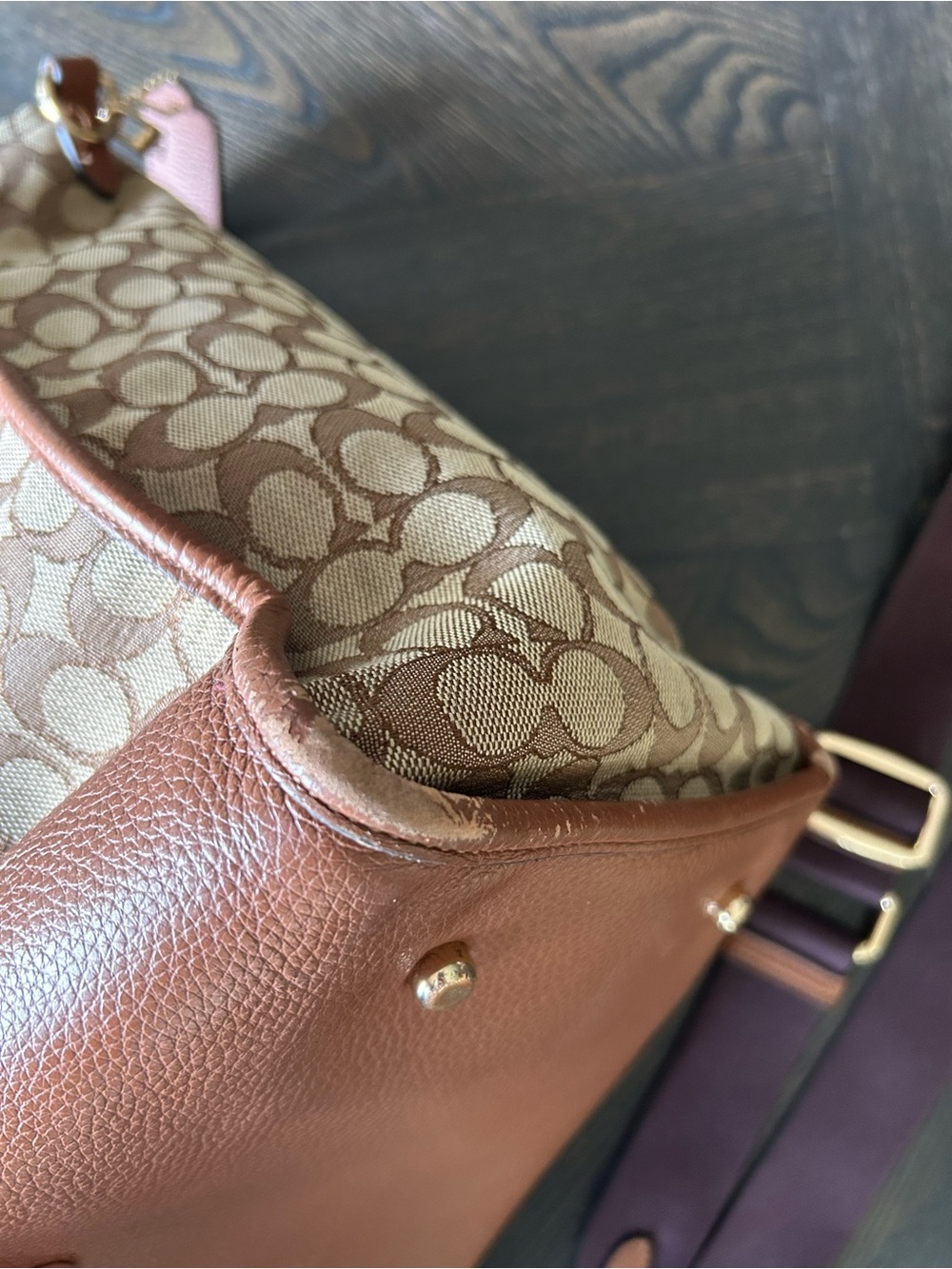 Coach Dempsey 40 Signature Jacquard Tote with Multicolor Center Stripe READ - Picture 8 of 12